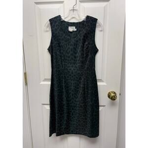 Vintage CDC Caren Desiree Company Black Leopard Print Sleeveless Sheath Size 9